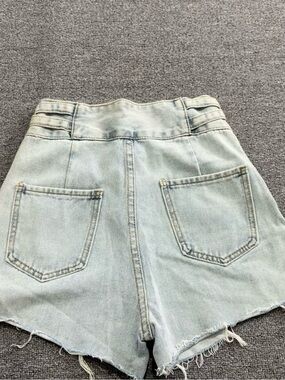 Light Wash High-Rise Denim Cutoff Shorts